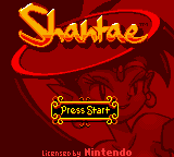 Shantae title screen for GameBoy Color